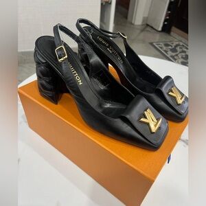 Louis Vuitton Lambskin Shake Slingback Pumps Black 41